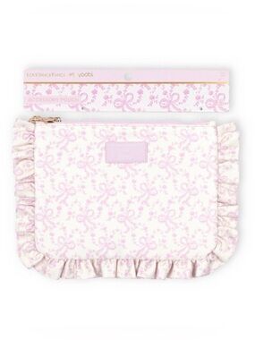 NWT LoveShackFancy Target Yoobi Coquette Bow Zip Pencil Case Ruffles Chantilly